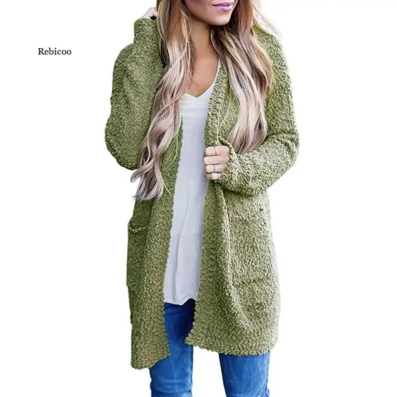 

Women Fleece Cardigans Thick Warm Winter Sweaters Female Loose Soft Cardigans Knitted Outwear Jumpers Cropped Cardigan 2021 New