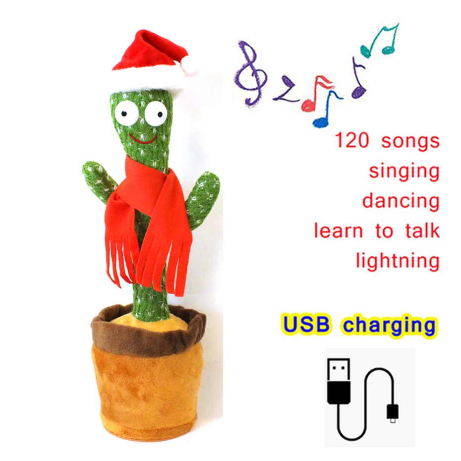 

Dancing Cactus Music Box Electronic Singing Plush Toy Cartoon Potted Holiday Decoration Gift Ornament For Home