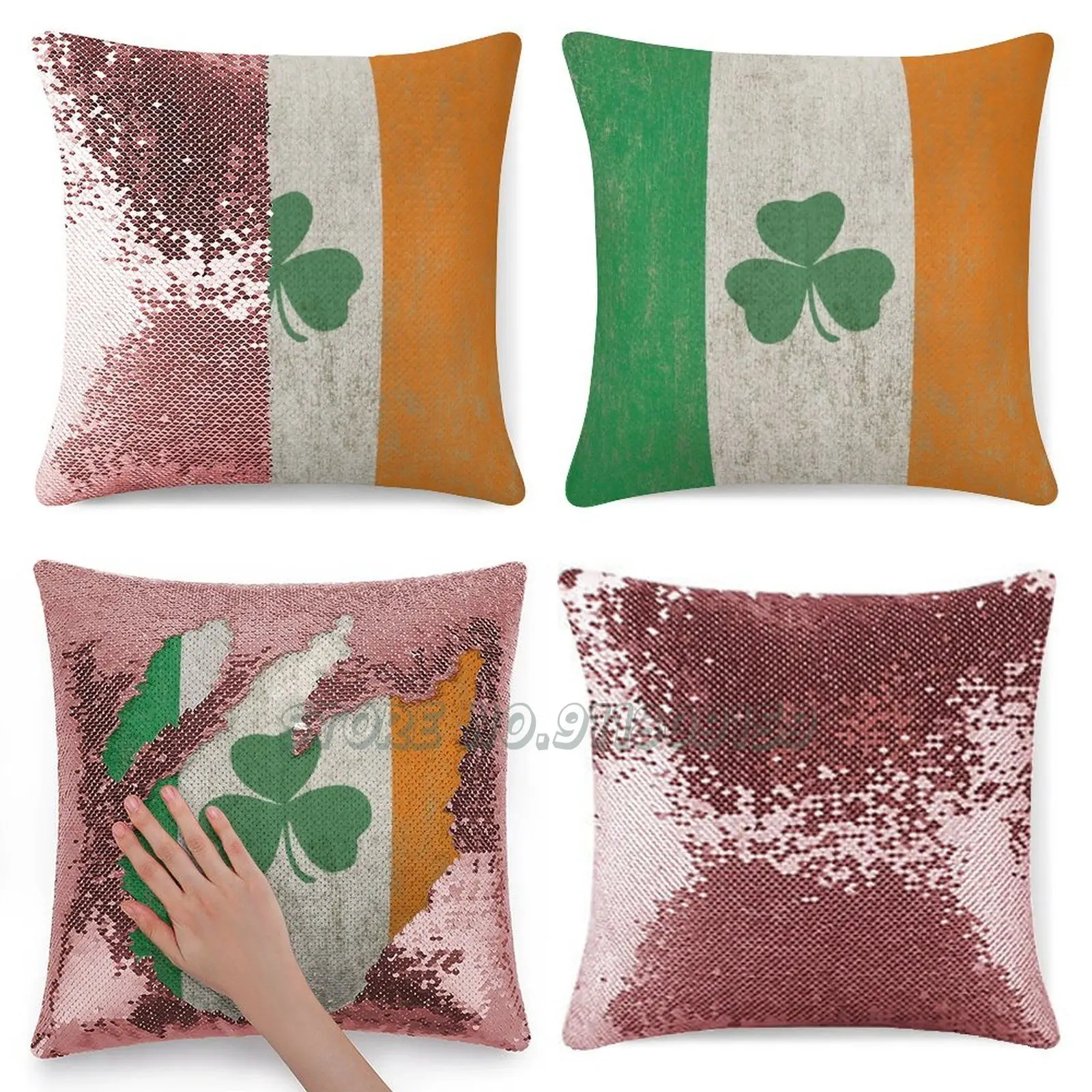 Винтажная ирландская Бриллиантовая наволочка с блестками Мерцающая флагом