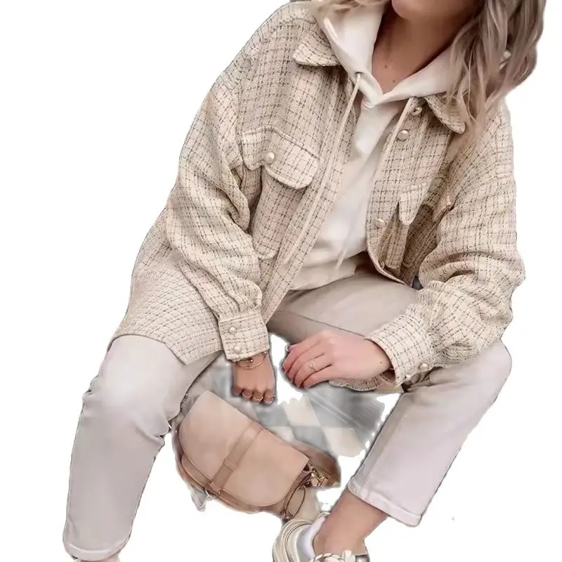 Женская винтажная рубашка в клетку свободная элегантная уличная одежда стиле