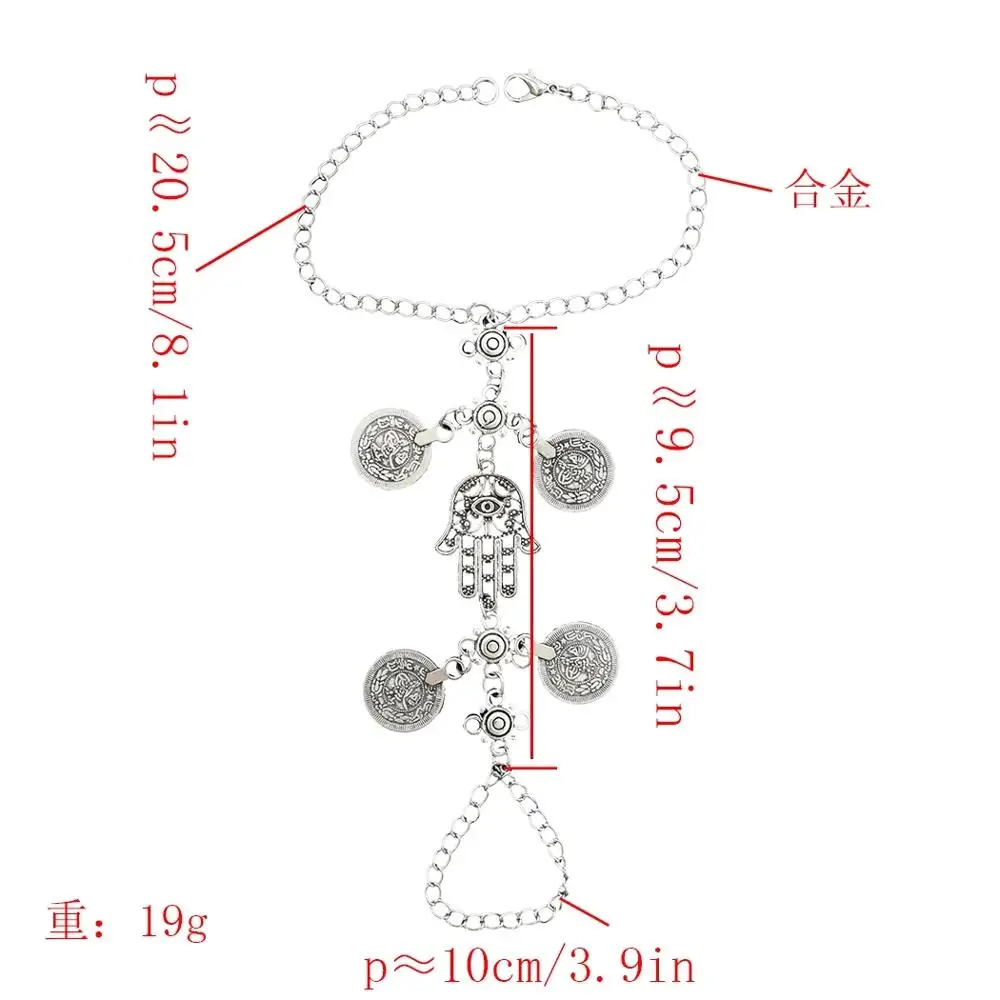 Women Gypsy Jewelry Bracelets Silver-Color Coin eye Charms Dangle Pendant Vintage Ethnic Gift Free Shipping | Украшения и