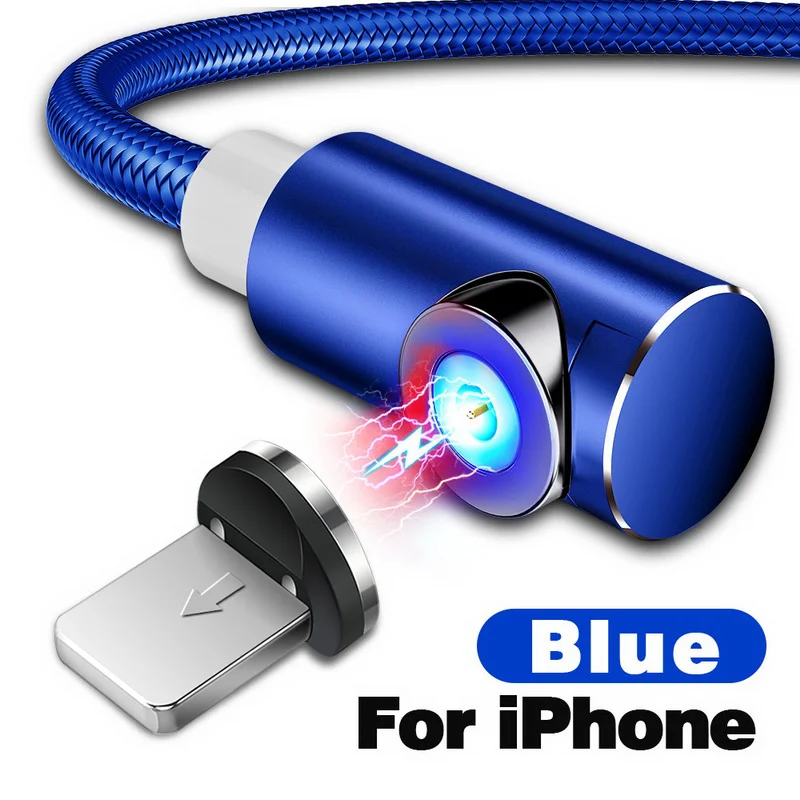 For iPhone Blue INIU 2 м Магнитный кабель Micro Тип usb C Зарядное устройство для зарядки для iPhone XS X XR 8 7 samsung S8 магнит Android телефонный кабель Шнур - Цвет: For iPhone Blue