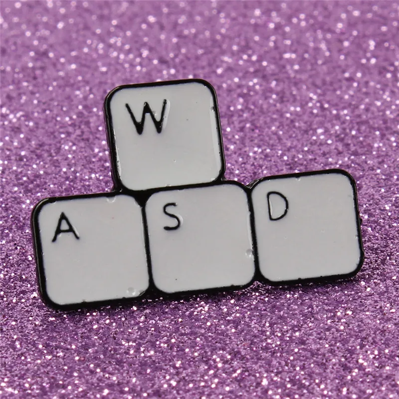 Brooch Keyboard WASD Funny Letter Block Computer Game Control Enamel Pin Shirt Denim Badge Worker Gifts | Украшения и аксессуары