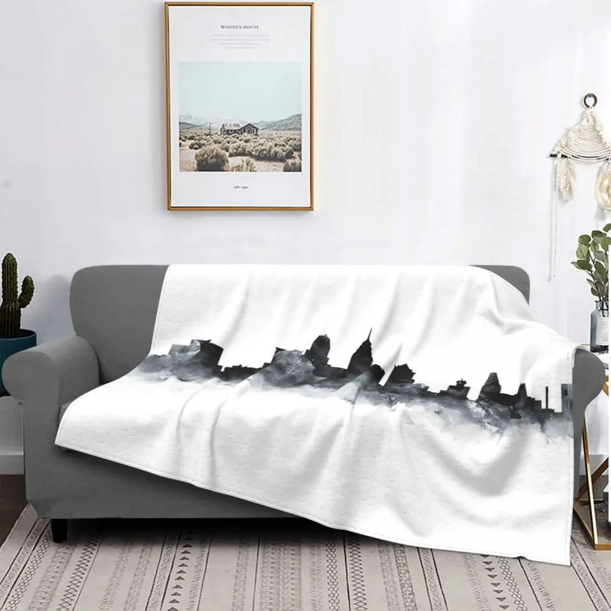 

Manta con diseño del Skyline para el verano, colcha de muselina a cuadros para cama, toalla de playa de lujo