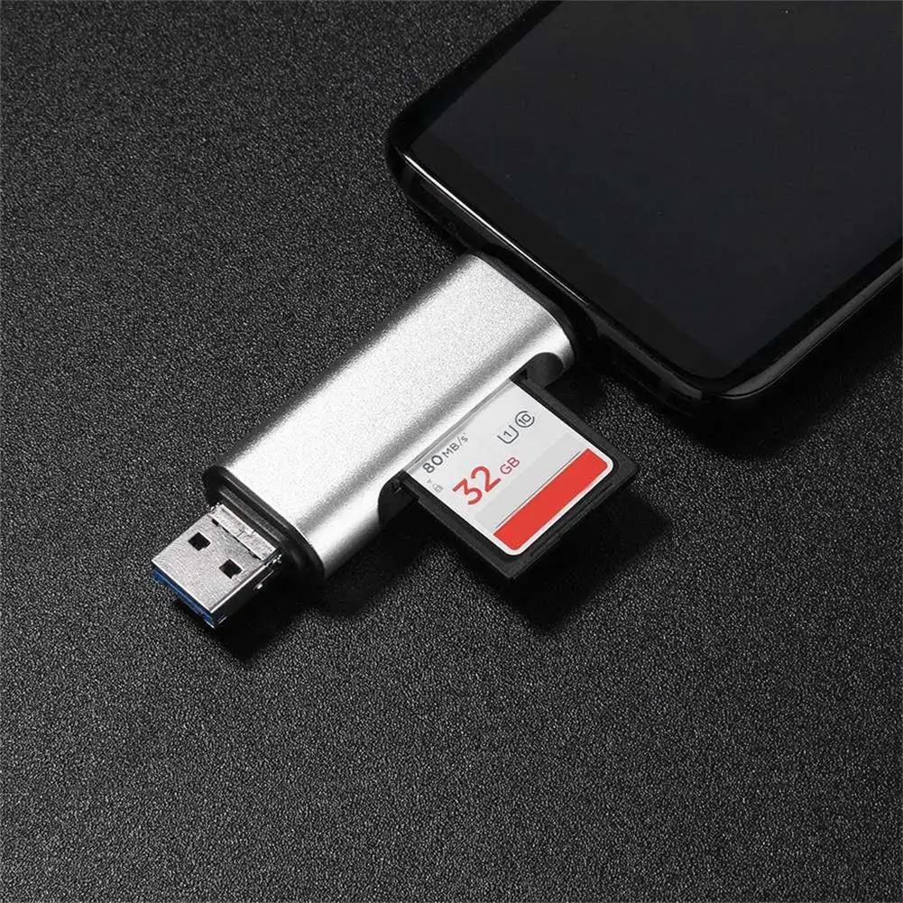 Портативный мини считыватель карт 3 в 1 устройство для чтения памяти USB Type C Micro 0 SD TF