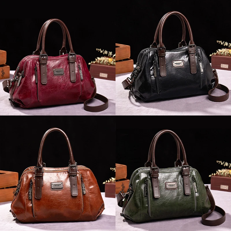 

Casual Women's Shoulder Bag Messenger Bag Pu Leather Solid Color Zipper Crossbody Ladies Handbags Bolso Mujer