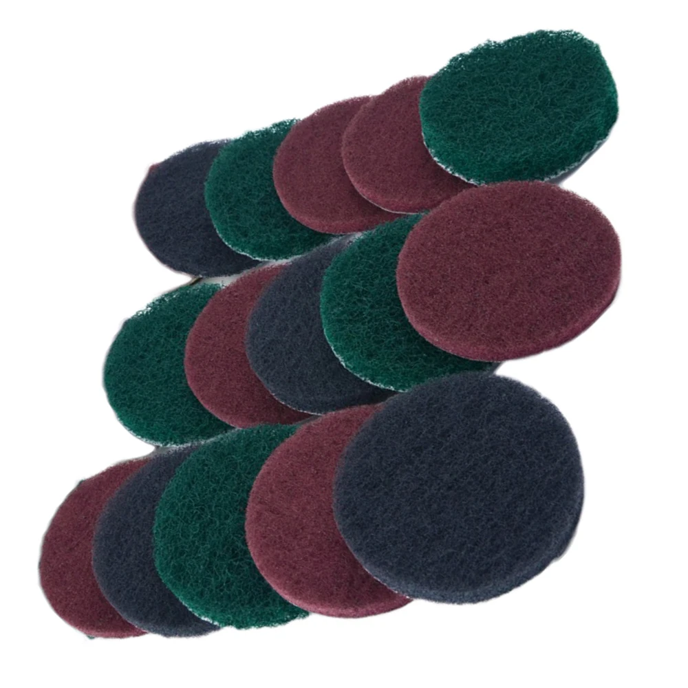 

Nylon 15pcs Cleaning Pads Round Hook Loop Sanding Coarse Polishing Deburring 2
