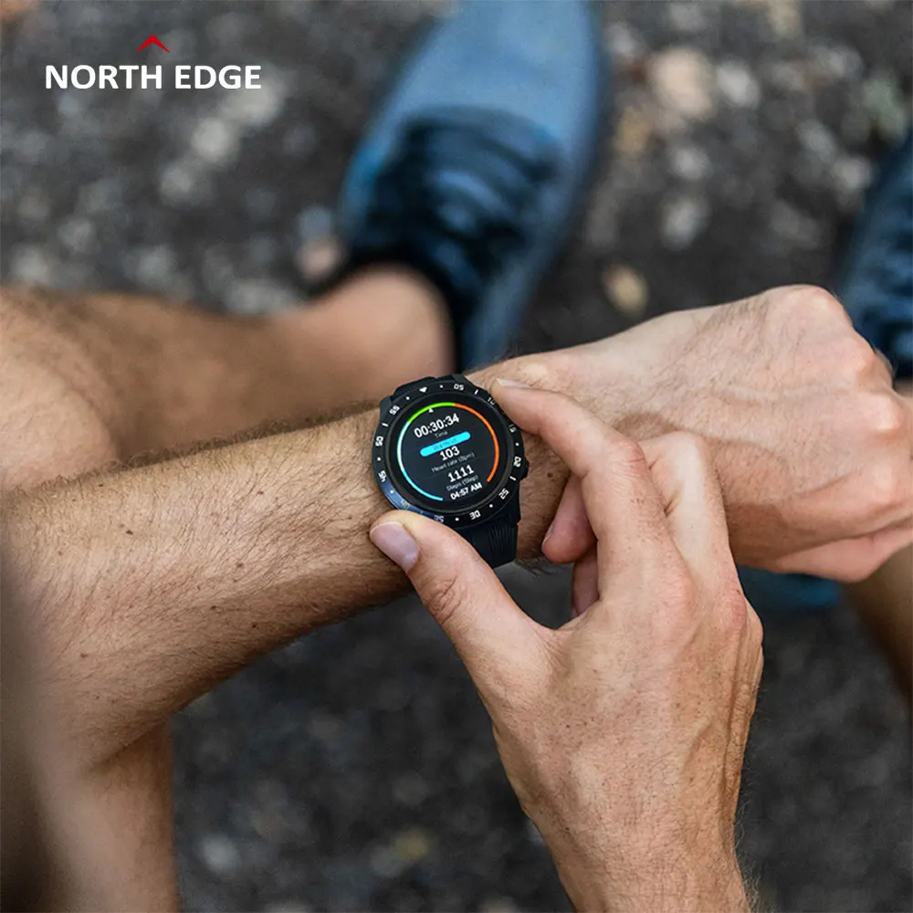 Оригинальные Смарт часы North EDGE GPS мужские с компасом Bluetooth вызовом сердечным