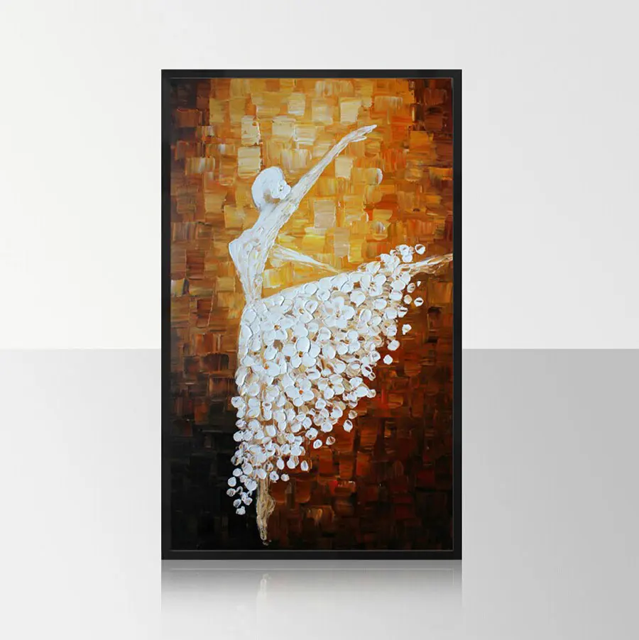 

Big size Hand-painted modern home decor wall art picture ballet girl thick knife oil painting on canvas for living room