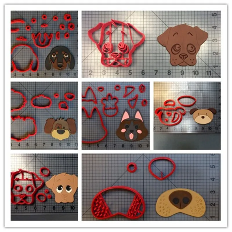 Hình Chó Dễ Thương Hình Dáng Mặt Chó Mũi Khuôn Cắt Cookie 3D In Hình Nhựa Bột Nặn Khuôn Bánh Hình Thú Cắt