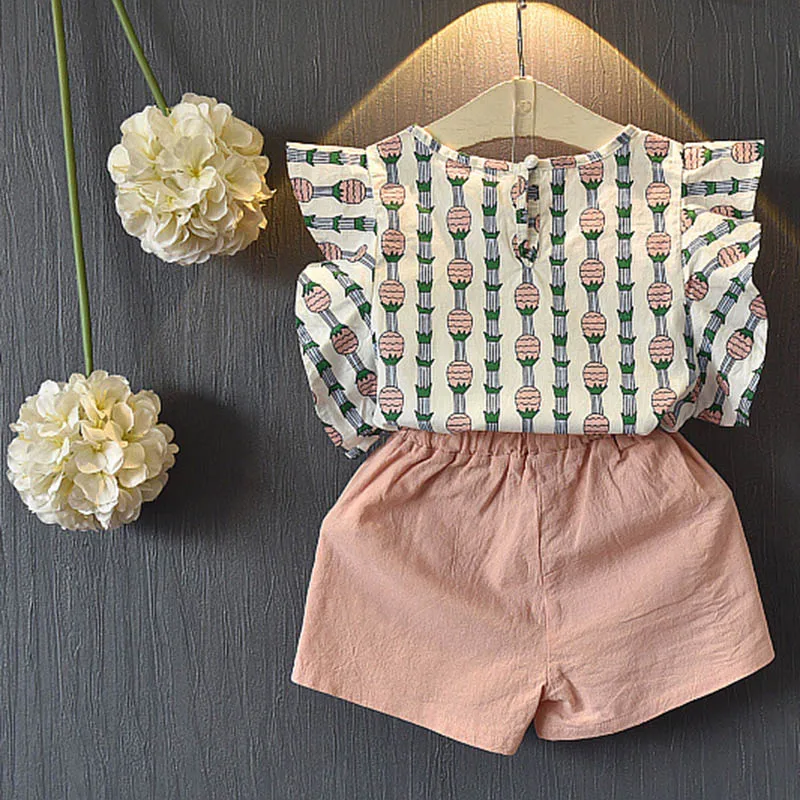 Menoea Kids Clothes 2020 Summer Style Baby Girls Sleeveless Shirt +Shorts 2PCS Suit Children Clothing Sets Fashion | Детская одежда и