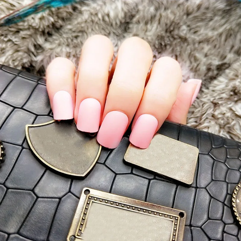 24 шт./компл. матовый накладные ногти подсказок квадрата отделка верха с открытыми