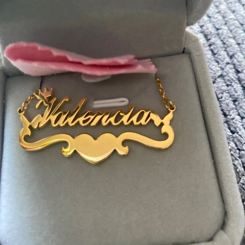 Индивидуальное ожерелье с радужной короной бабочкой именем сердца Женская