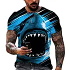 Футболка мужская оверсайз с коротким рукавом, Свирепый тигр, волк, Акула, Модная приталенная, с круглым вырезом, универсальная Удобная