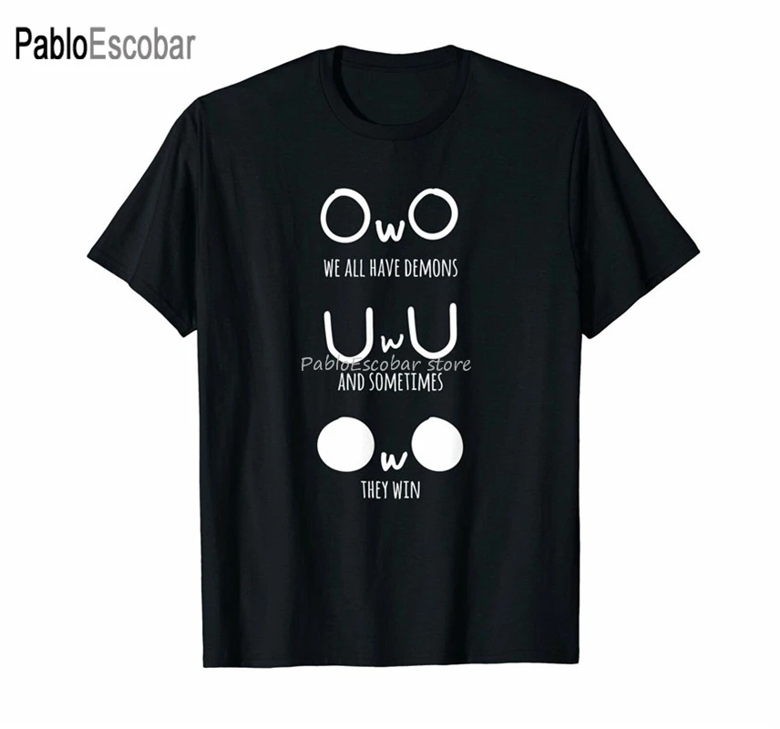 Большой размер teeshirt Uwu Owo у нас все демоны и иногда они выигрывают забавную черную