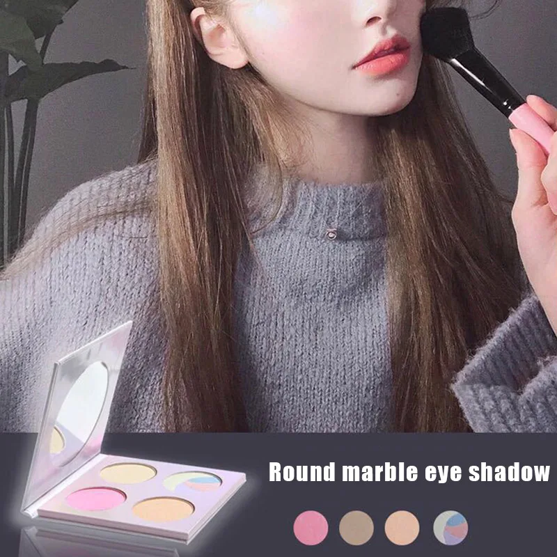 

Round Marble Eye Shadow Four-color High-gloss Eye Shadow Tray Easy Color Palette MPwell