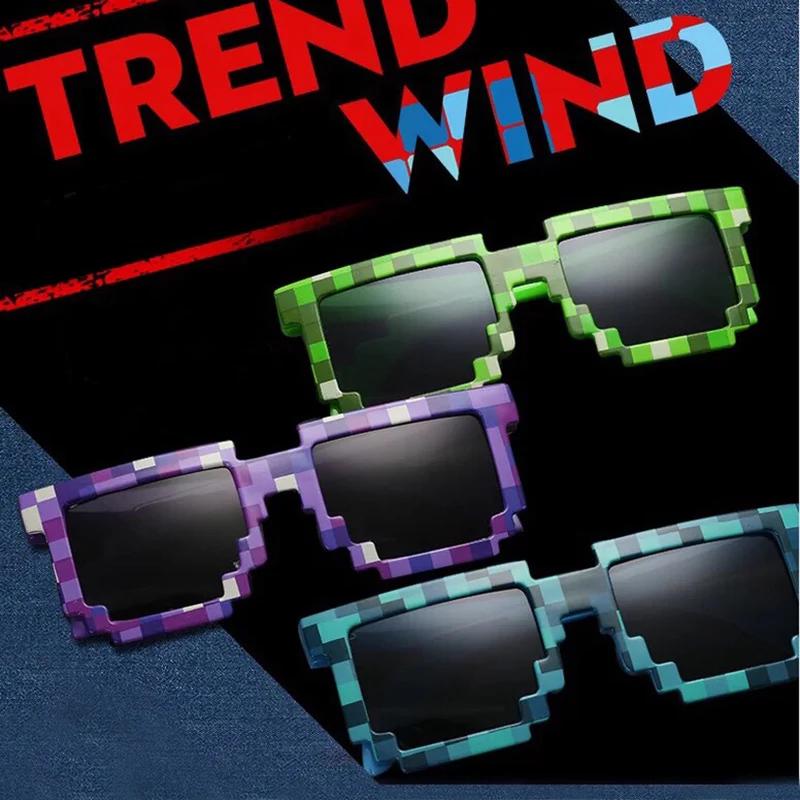 4 цвета солнцезащитных очков Для женщин мужчин клетчатая рамка Пиксельная