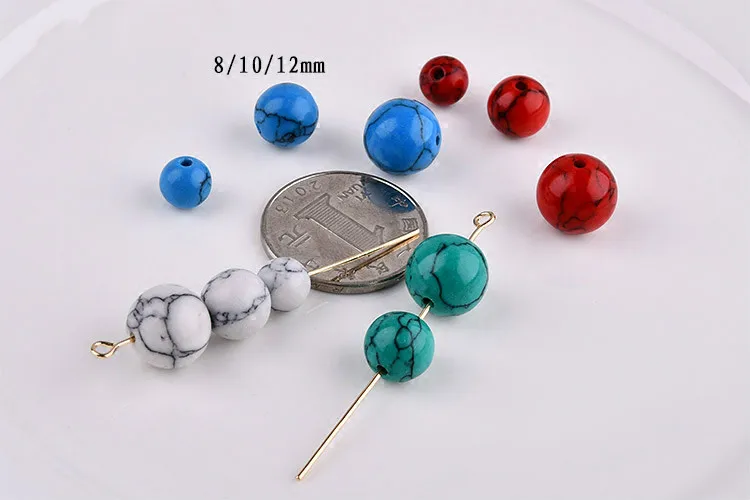 Синтетический Белый Бирюзовый полуотделанный мраморный дисперсионный бисер DIY