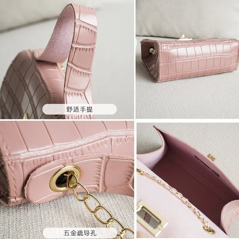 

LITTHING Mini PU Fashion Women Bags 2020 Summer Crocodile Pattern Handbag Shoulder Messenger Chain Lock Small Square Bags