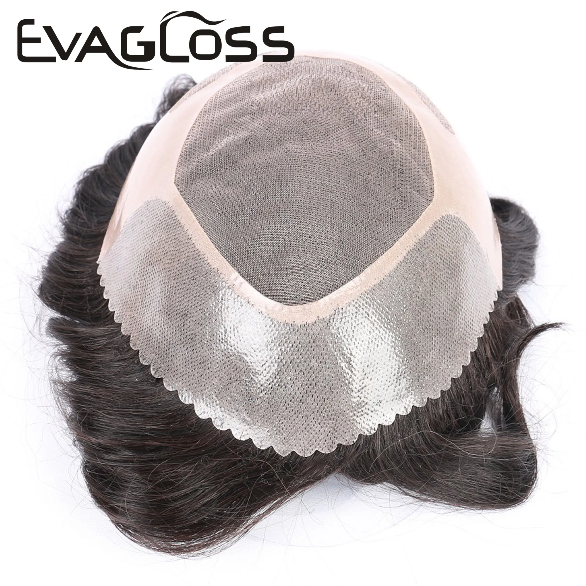 EVAGLOSS человеческие волосы для мужчин s Toupee тонкие моно с тонким PU мужские парики