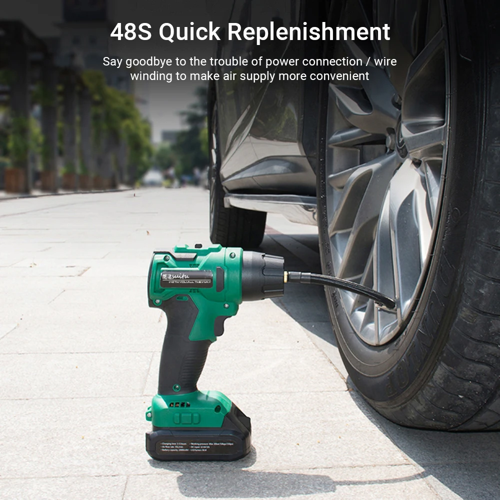 Компрессор автомобильный Аккумуляторный с цифровым манометром 2000 мА · ч 140