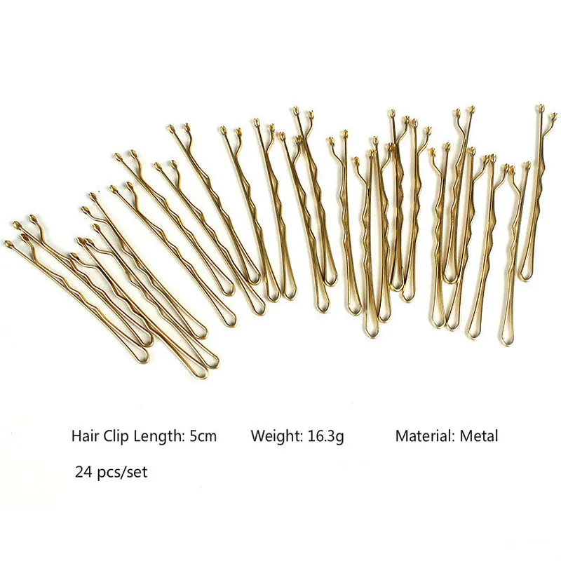 

24pcs/pack Alloy Hair Pins Clips Barrettes Gold Black Pin Wavy Style Headbands Hairgrips Girls Hair Accessories Hairpins