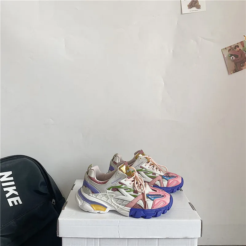 

2021 summer new student casual all-match sports shoes ins super fire street shooting retro thick-soled color old shoes