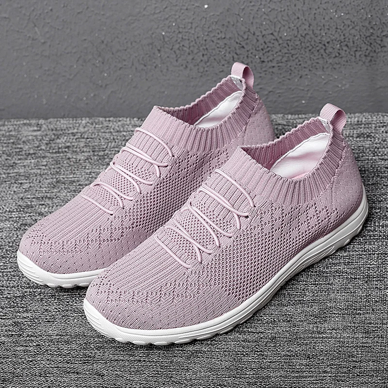 Womens Lightweight Shoes Breathable Mesh Sport Gym Sneakers Slip-On Comfortable Walking Shoes Ladies Shoes Soft Sole Flats
