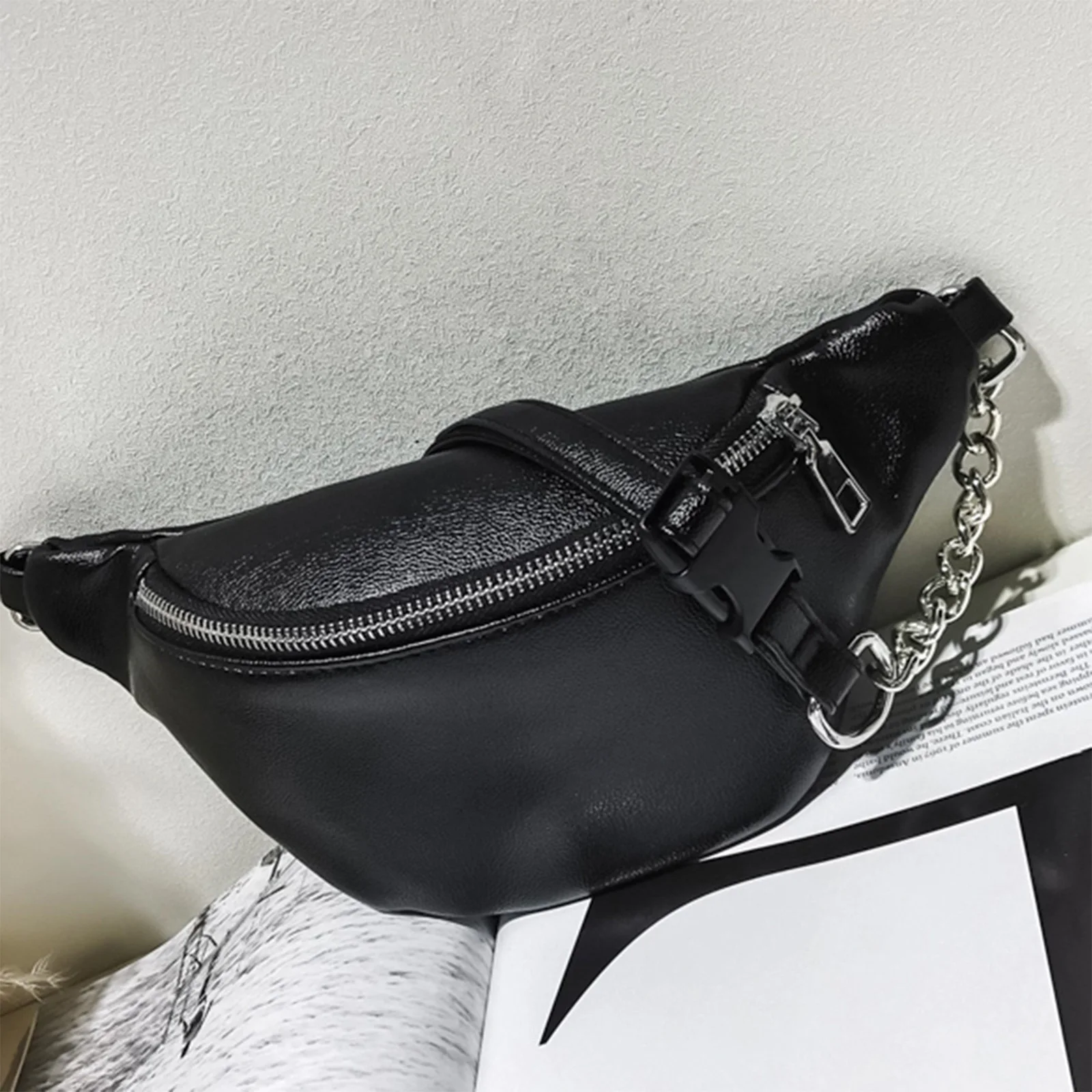 

Повседневная однотонная поясная сумка для женщин, винтажная нагрудная Сумочка через плечо из искусственной кожи, женский модный кошелек на...