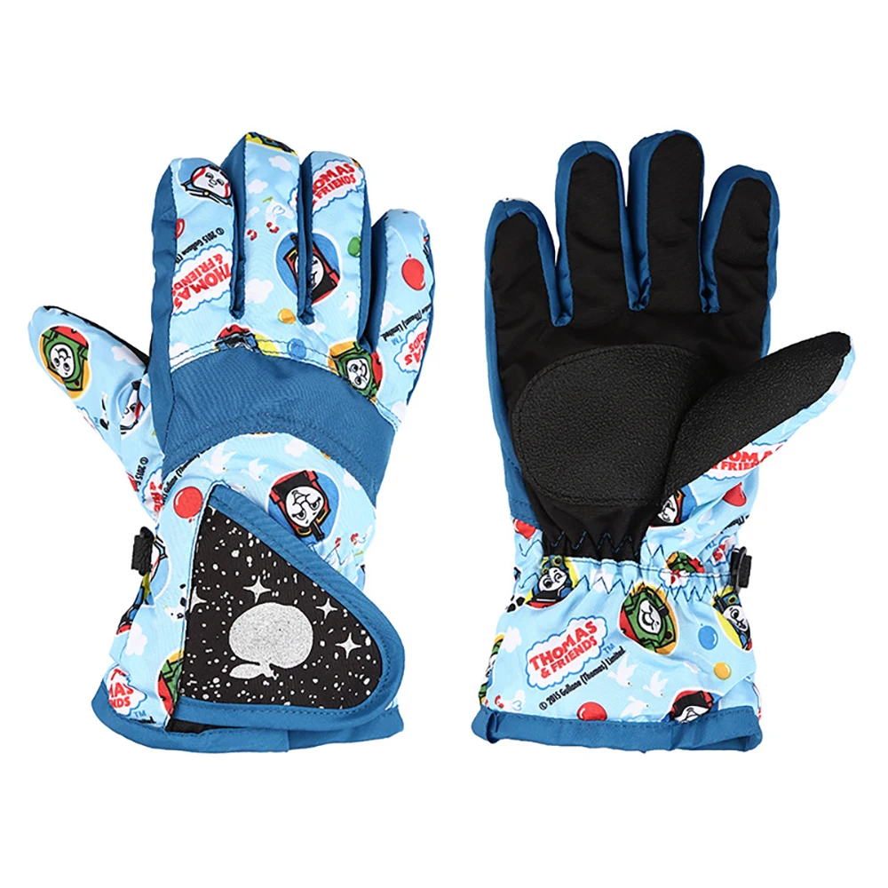 

1pair Winter Warmth And Thickening Plus Velvet Ski Gloves Waterproof Windproof Cold-proof Toddler Cartoon For Boys And Girls