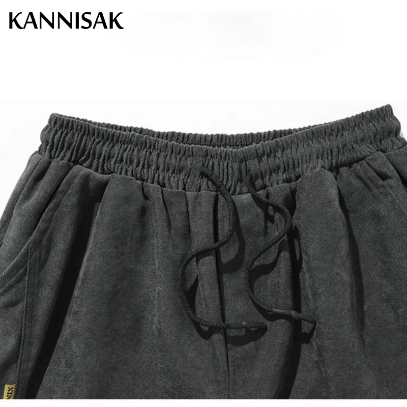 

KANNISAK 2021 Spring Autumn Men Pants Casual Loose Tie Feet Harajuku Japanese Streetwear Black Elastic Waist Joggers Harem Pants