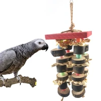 1 pcs wooden blocks parrots birds gnaw toys colored beads cotton rope big string of are naturally gnaw resistant climb ladders
