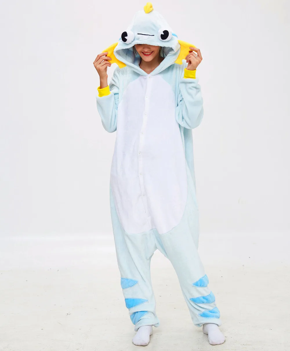 Пижама-комбинезон для взрослых мягкая теплая пижама в виде единорога карпа акулы