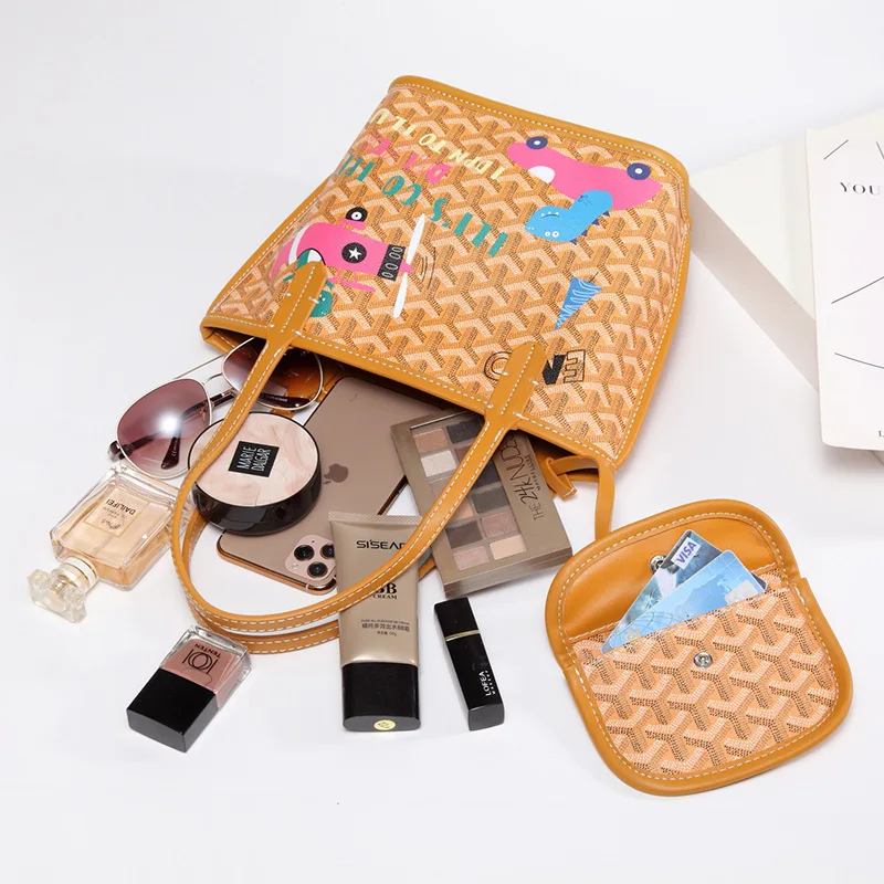 

EMO Cartoon Dog Tooth Bag Female 2021 New Single Shoulder Tote Bag Graffiti Female Bag Handbags Women Casual Tote PU