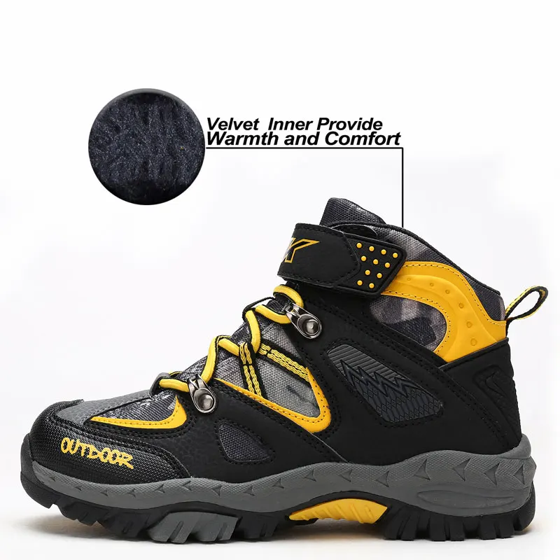 Зимние сапоги для мальчиков детские высокие походные ботинки водонепроницаемые