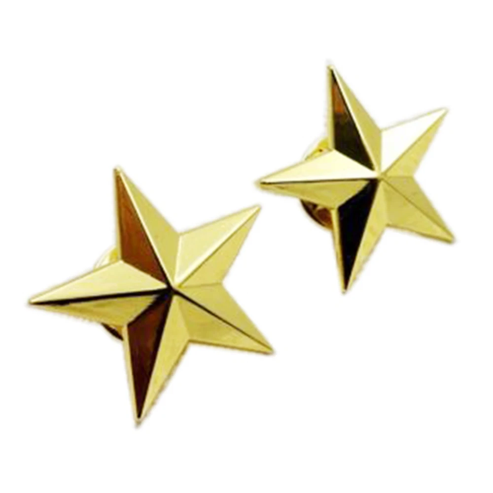 PAIR WW2 US ARMY ONE STAR BRIGADIER GENERAL RANK INSIGNIA PIN BADGES GOLD |