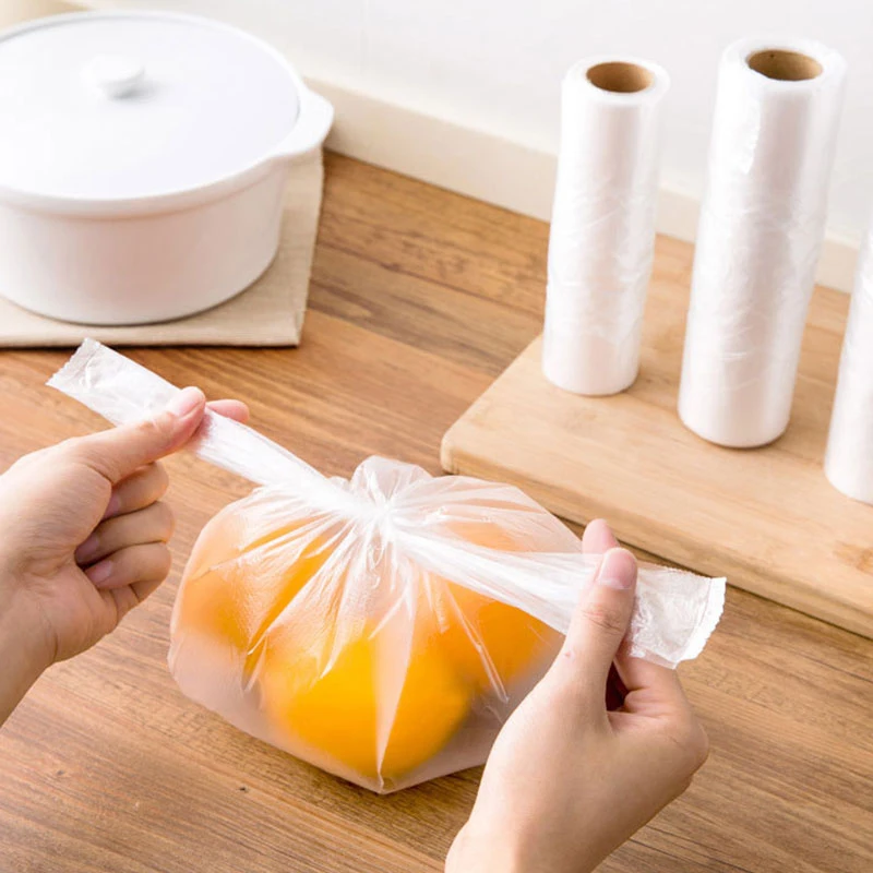 

100Pcs Transparent Roll Fresh-keeping Plastic Bags Of Vacuum Food Saver Bag 3 Sizes Food Storage Bags With Handle Keep Fresh