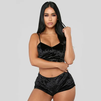 

2020 Hot Sale Sexy Lady V Neck Home Seductive Two Piece Set Pajamas Sleepwear Set Casual Underwear Suits for Women Clothing 3XL