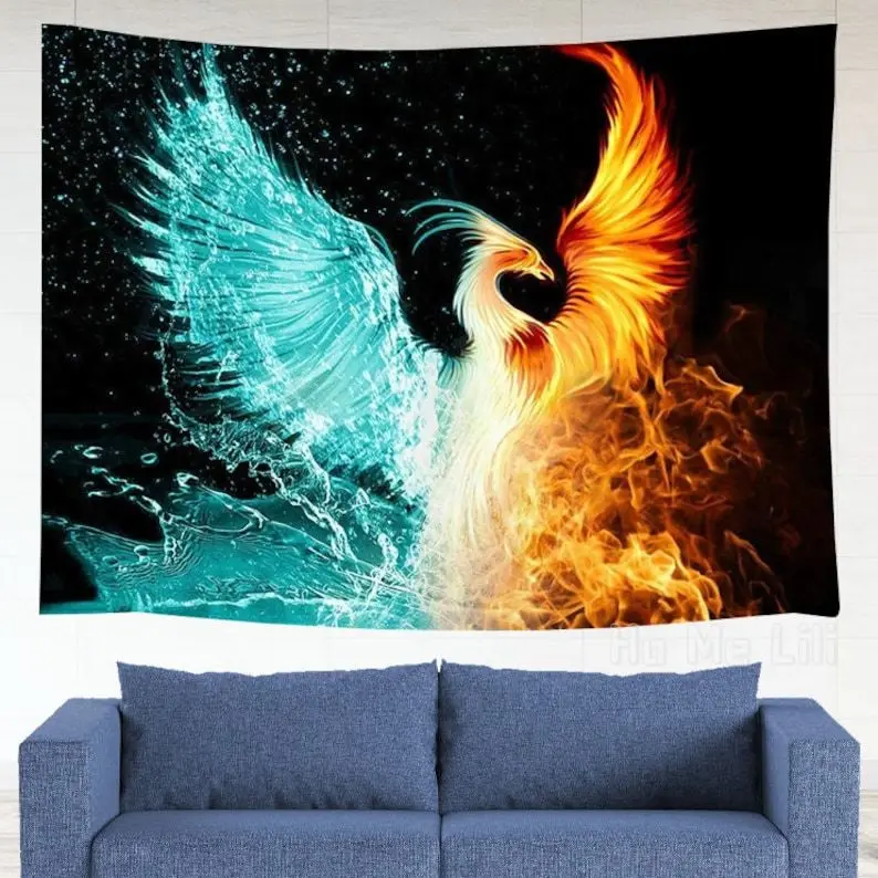 

Phoenix Tapestry Fantasy Bird Fire And Ice Art Wall Hanging For Dorm Bedroom Decor