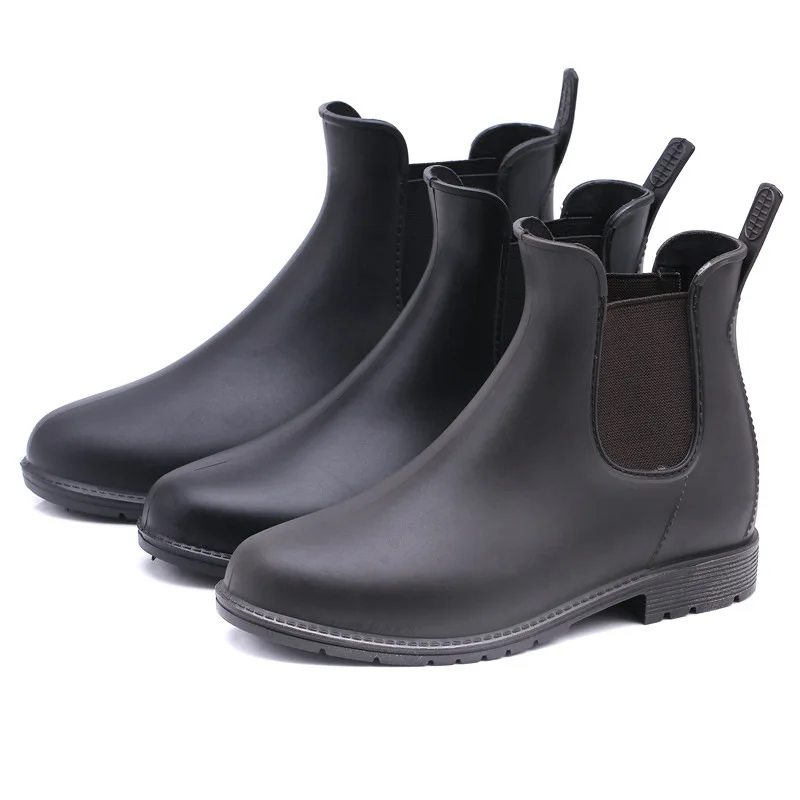 

2022 New Fashion Women Ankle Rain Boots Waterproof Chelsea Boots Black Brown Leather Platform Boots