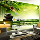 Пользовательские 3D фото обои для гостиной ТВ фон зеленый бамбук текущая вода природный пейзаж внутреннее украшение настенная живопись