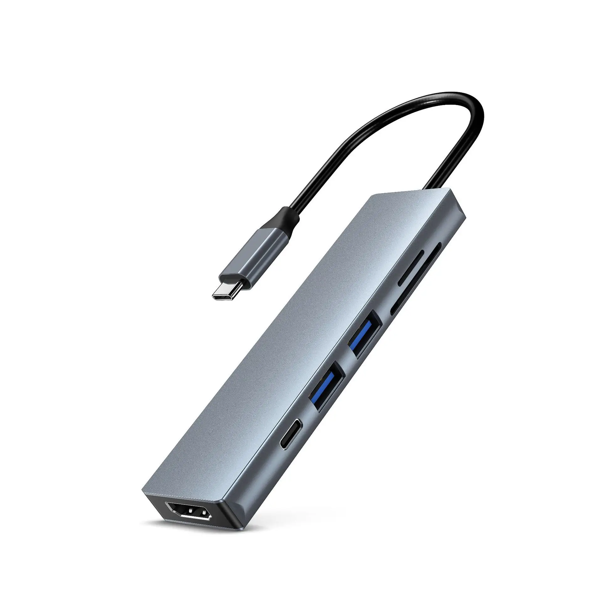 

Type-c Hub 6 in 1 Multi Function Converter Usb 3.0 HDMI 4k Card Slot PD Fast Charge Adapter for PC Macbook Laptop Phone Expander