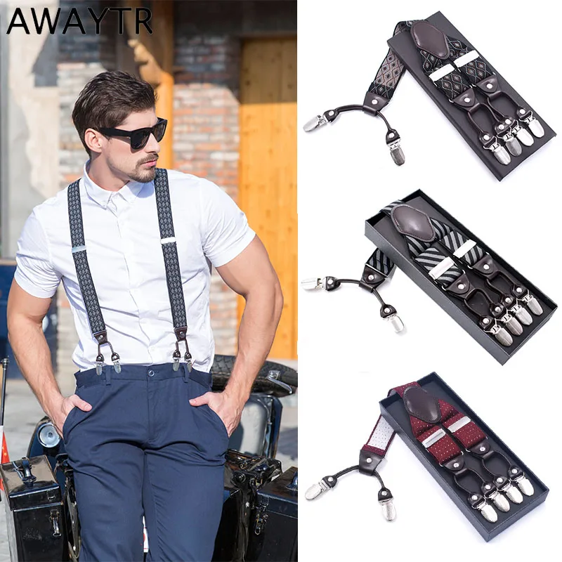 

AWAYTR 3.5 cm Width Men Suspenders for Wine Red Dot Braces for Women Fashion Hot Sale Suspensorio 2020 New Years Gifts