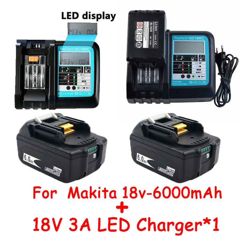 

Литий-ионный аккумулятор для MAKITA BL1880 BL1860 BL1830, 18 в, 6 Ач, 6000 мАч