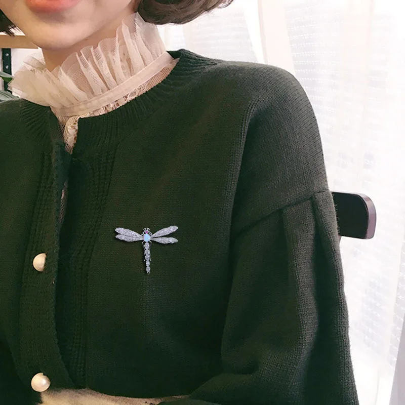 Красный ёлки бренд с большой металлической стрекоза брошь на шпильке для женщин