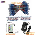 Пиксельный светодиодный модуль WS2811 IC DC5V RGB, полноцветный контроллер IP67 SP103E, 14 клавиш, Радиочастотный пульт дистанционного управления, 5 В, 4 а, светодиодный адаптер питания, 50 шт.