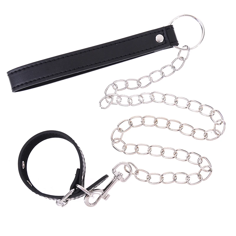 Leather Penis Ring Male Cock Metal Chain Leash Chastity Devices Belt Cage Scrotum Testicle Cockring Stretcher Sex Toys | Красота и