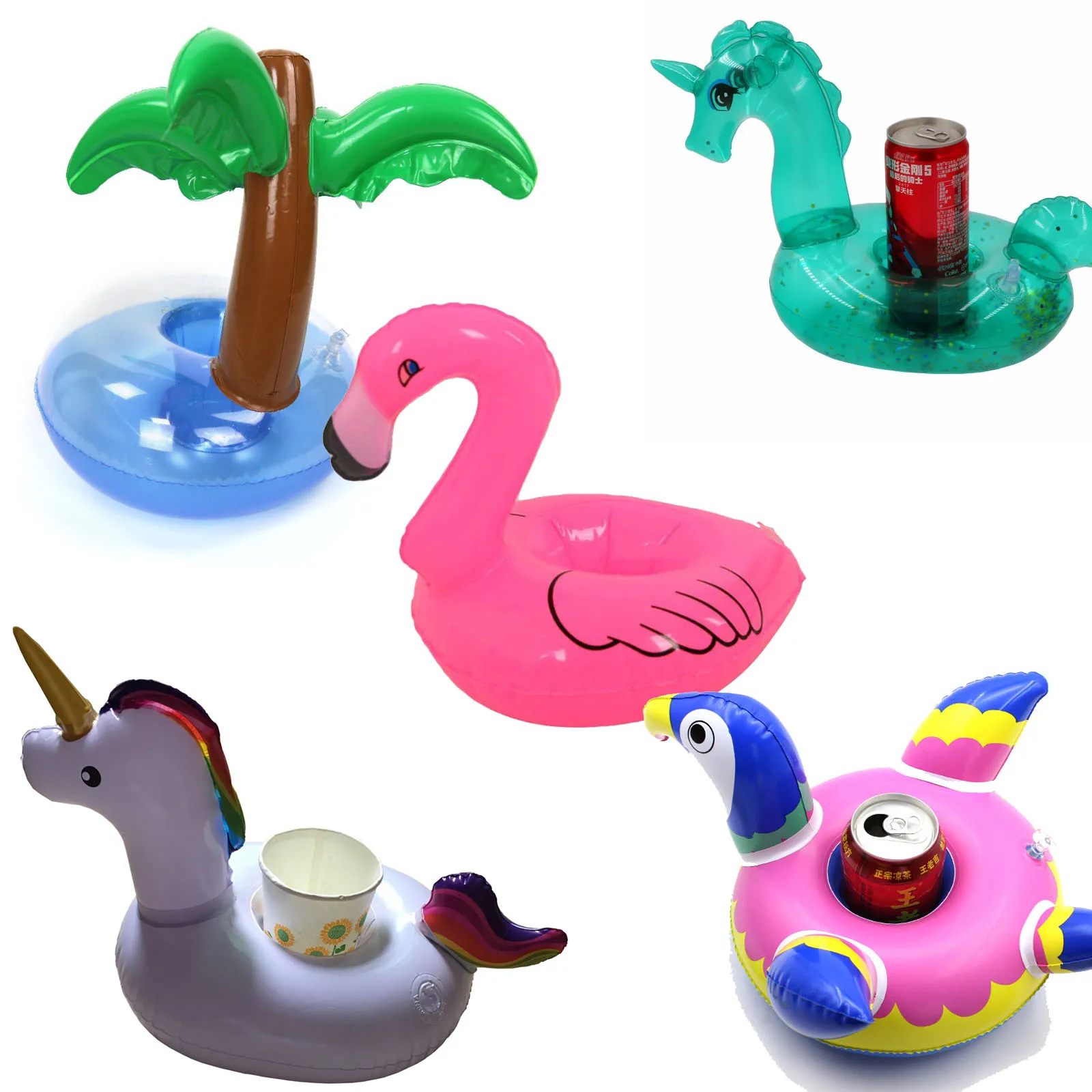 Надувной подстаканник Единорог Фламинго держатель для напитков плавательный