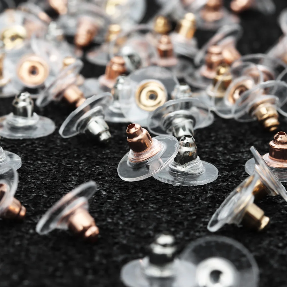 

100pcs 100pcs Jewelry Findings Craft Accessories Round Stud Back Stoppers Ear Post Nuts Earring Hooks Earring Backs