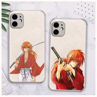 japan anime rurouni kenshin phone case lambskin leather for iphone 12 11 8 7 6 xr x xs plus mini plus pro max shockproof
